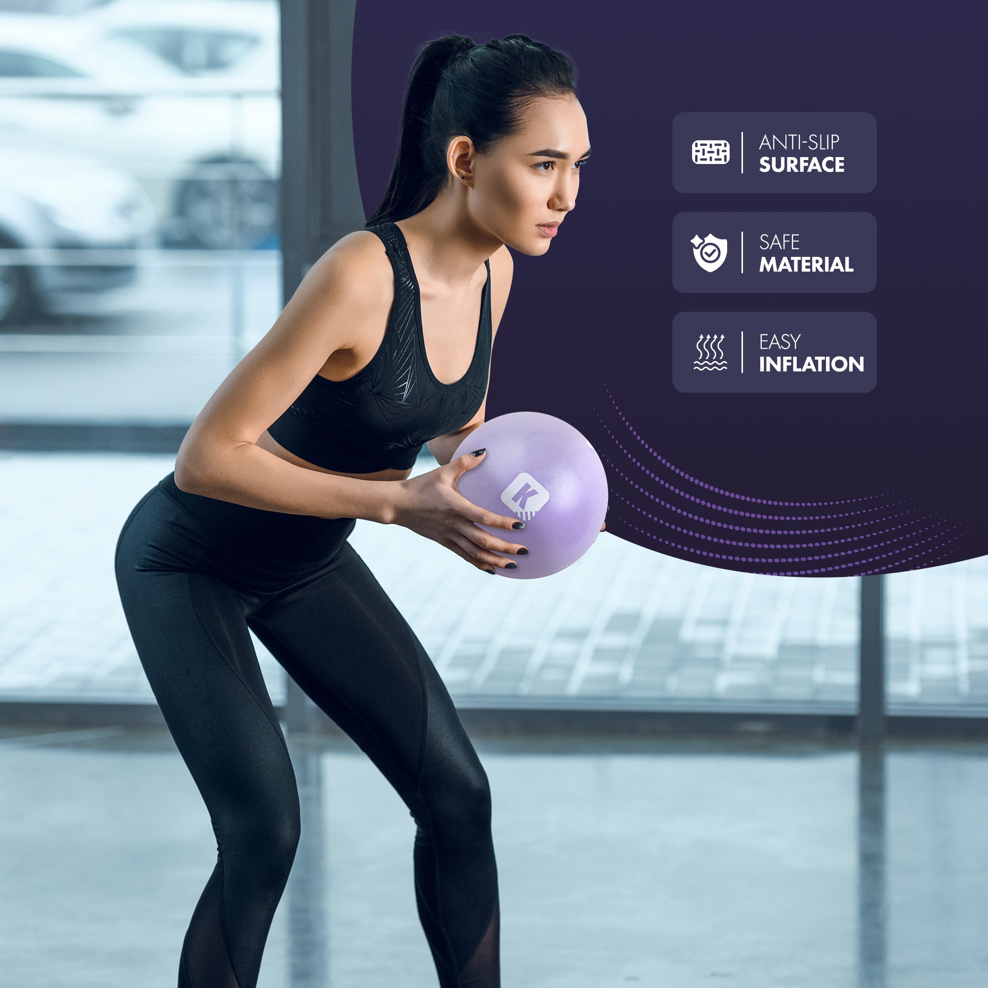 KAYMAN Pilates Ball 25cm - Anti-Burst Yoga Ball for Core Strength, Fitness, Balance, and Physical Therapy - Lightweight & Portable Exercise Ball for Home, Gym, or Travel – image 9