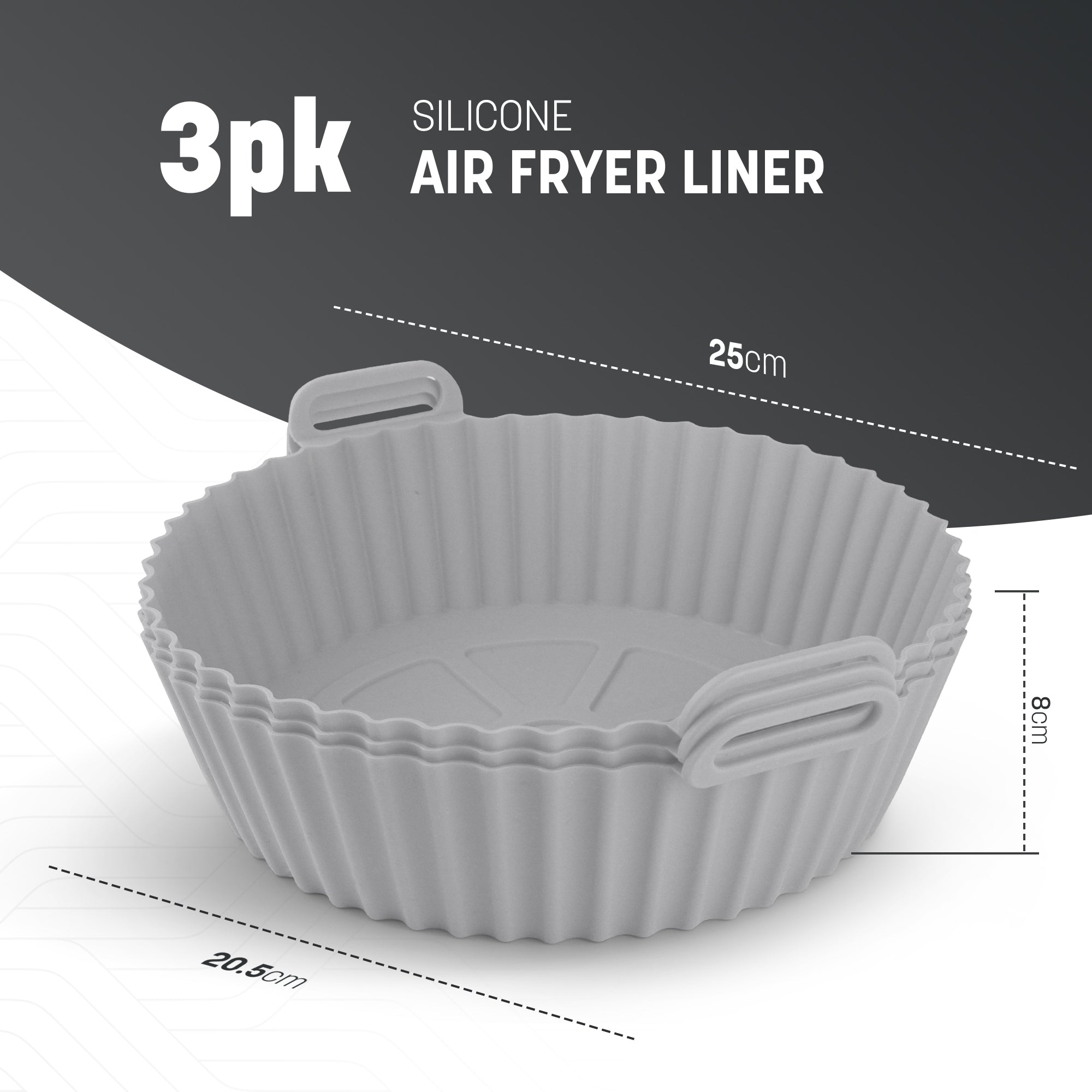 Keplin Silicone Air Fryer Liners - 3 Pack Non-Stick Reusable Silicone Liners, Dual & Tower Air Fryers - BPA-Free, Heat Resistant to 230°C, Dishwasher Safe Air Fryer Silicone Liner