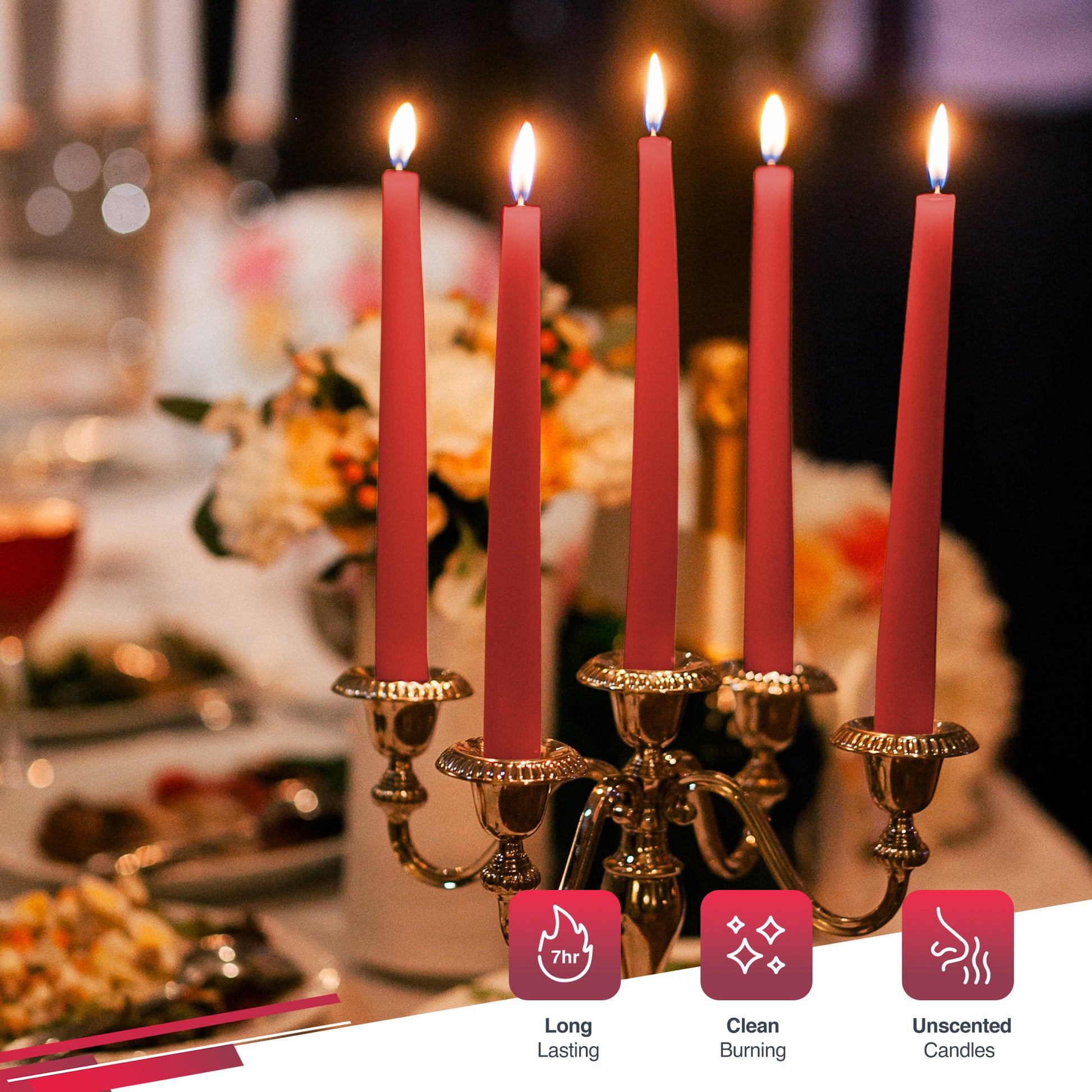 Haltons Tapered Dinner Candles - 50pk - 7-Hour Burn Time Dinner Candles, Unscented, Non-Drip & Smoke Free – image 2