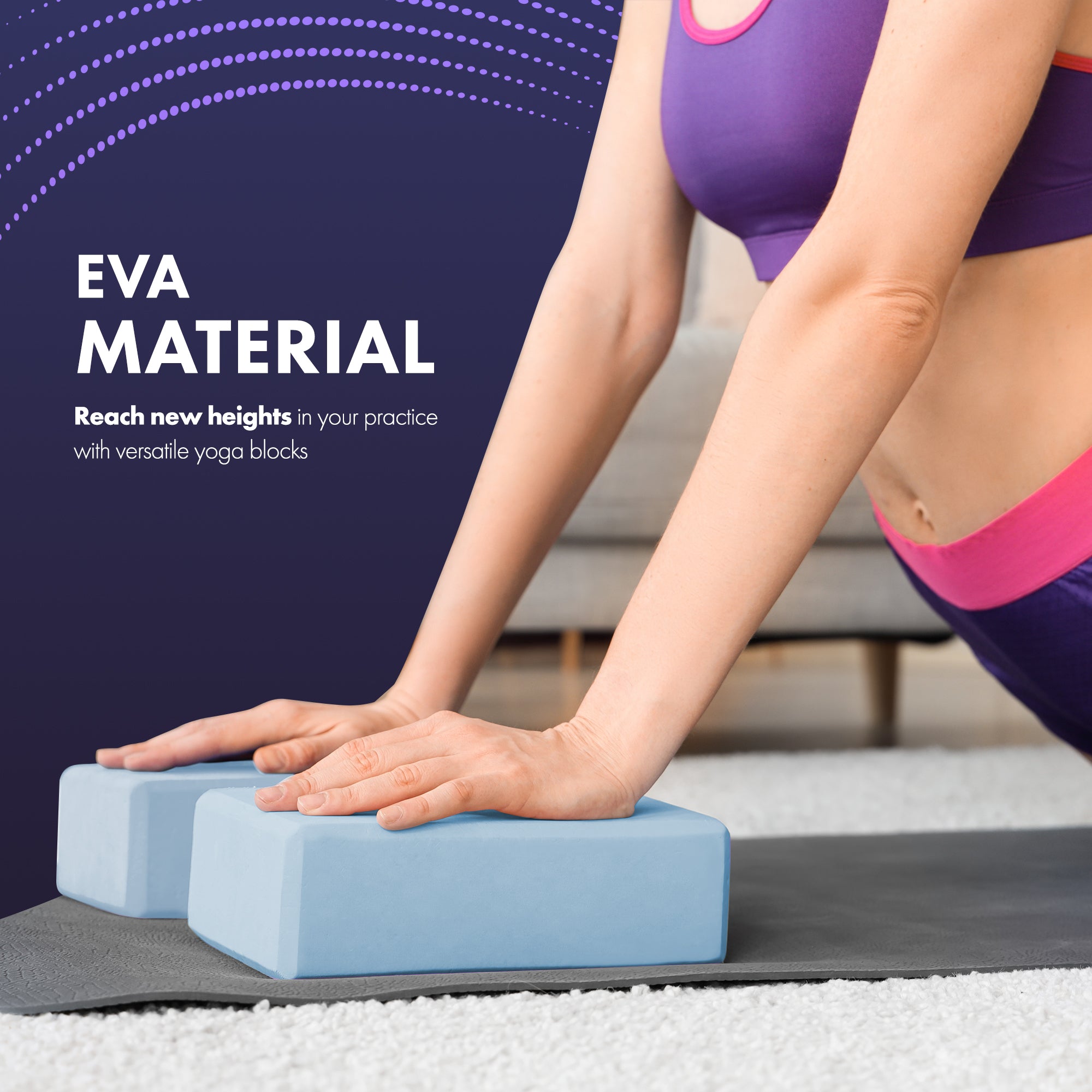 Kayman Yoga Block 2-Pack - Durable EVA Foam Blocks with Non-Slip Surface - Lightweight, Portable, and Ideal for Improving Flexibility, Balance & Alignment