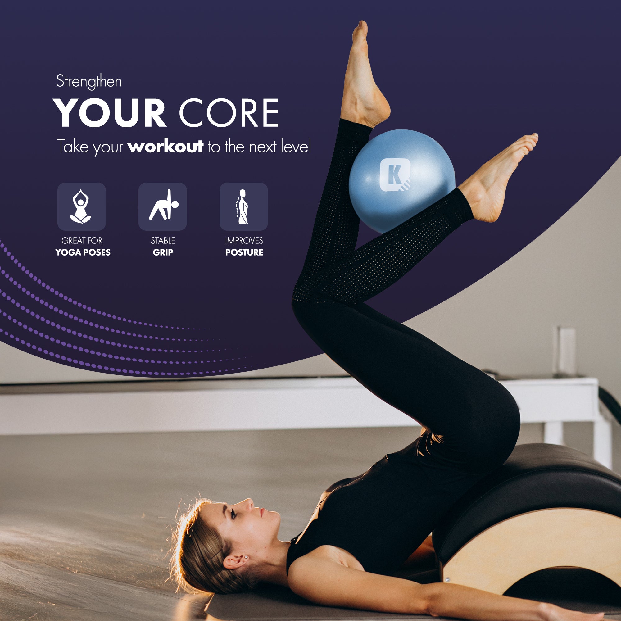 KAYMAN Pilates Ball 25cm - Anti-Burst Yoga Ball for Core Strength, Fitness, Balance, and Physical Therapy - Lightweight & Portable Exercise Ball for Home, Gym, or Travel – image 18