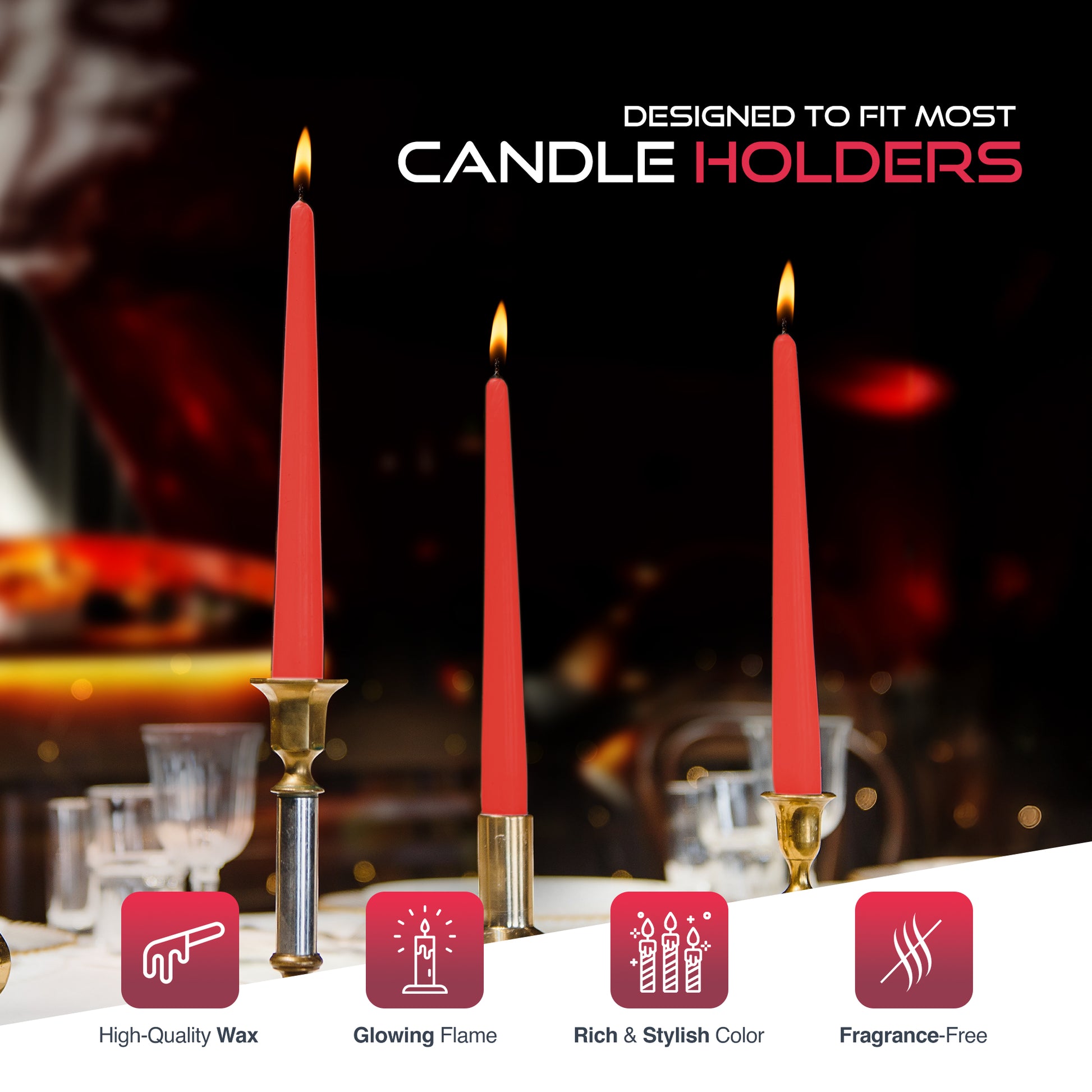 Haltons Tapered Dinner Candles - 50pk - 7-Hour Burn Time Dinner Candles, Unscented, Non-Drip & Smoke Free – image 5