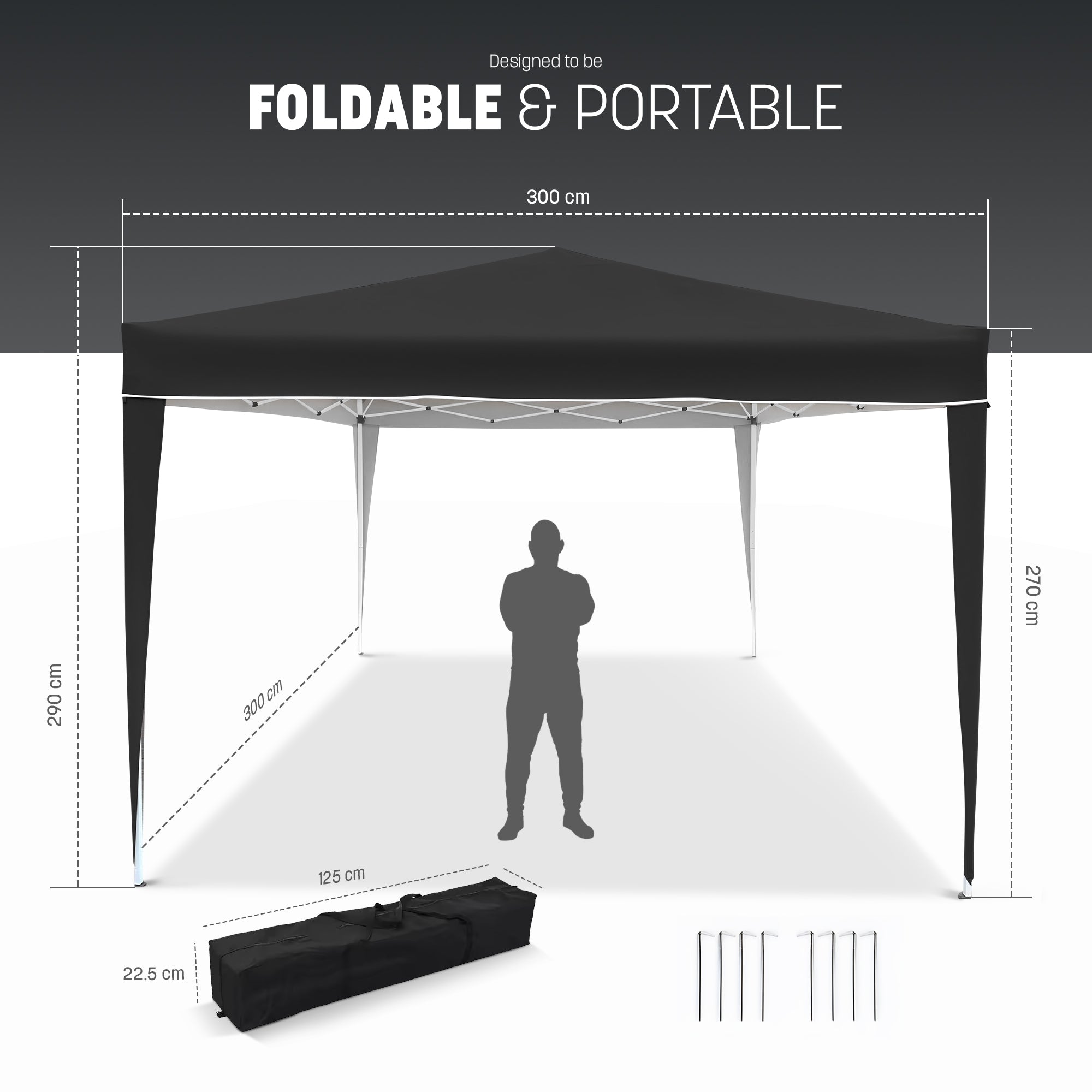 Keplin - 3x3m Garden Pop Up Gazebo | Waterproof Oxford Cloth Canopy with UV Protection | Easy Setup, Sturdy Frame, Portable Design for Outdoor Events, Parties & Garden Shade