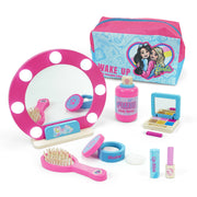 Barbie TT Beauty Set, Wooden Toy Makeup Set with Mirror & Carry Case – Pretend Play Beauty Set for Kids – Includes Brush, Lipstick, Blusher, Eyeshadow, Body Spray & Accessories – Pink Vanity Play Set