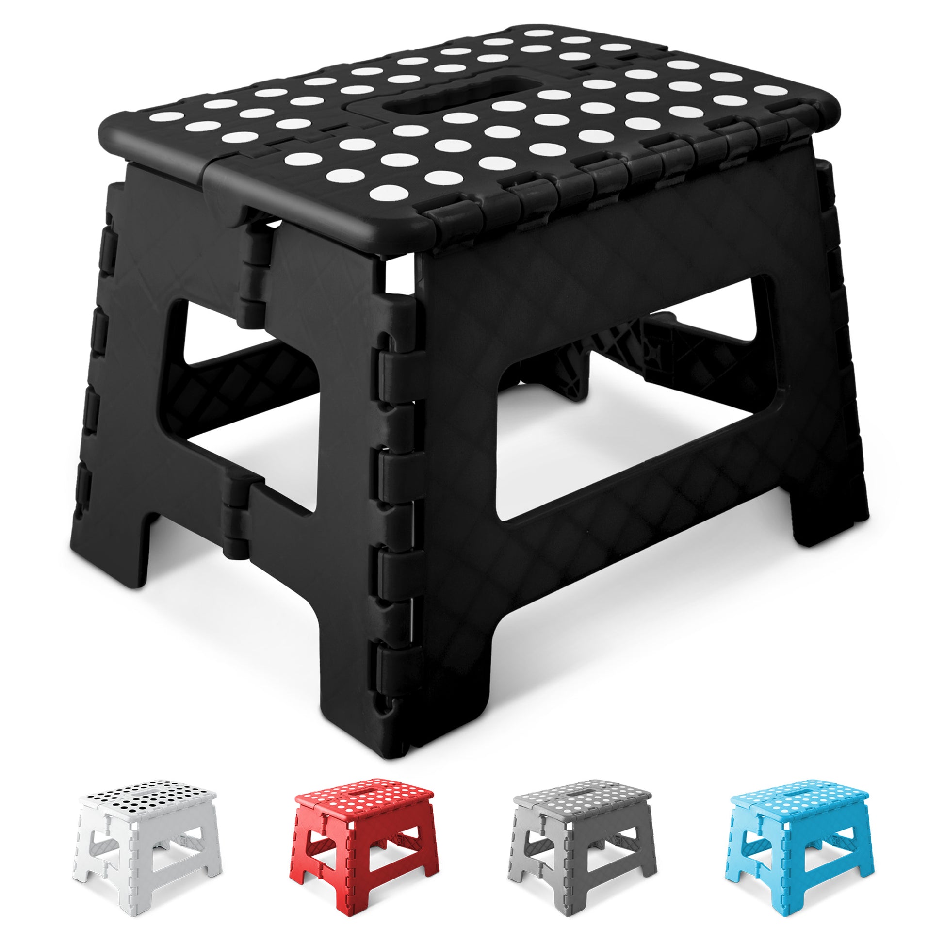 9-inch heavy duty folding step stool silver – anti-slip kitchen step