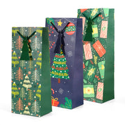 Kraft & Co - Christmas Wine Bottle Bag, 3 Festive Designs- Joy, Festive, Sparkle,  Pack of 3