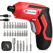 Haltons 25-Pc Electric Screwdriver Set – 3.6V Cordless Power Driver with 1500mAh Lithium Battery, 5.0Nm Torque, 300RPM, 25mm CRV Bits, LED Light – Compact Tool Kit for DIY, Home & Office Use