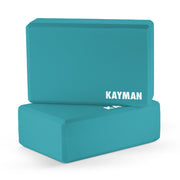 Kayman Yoga Block 2-Pack - Durable EVA Foam Blocks with Non-Slip Surface - Lightweight, Portable, and Ideal for Improving Flexibility, Balance & Alignment-Teal