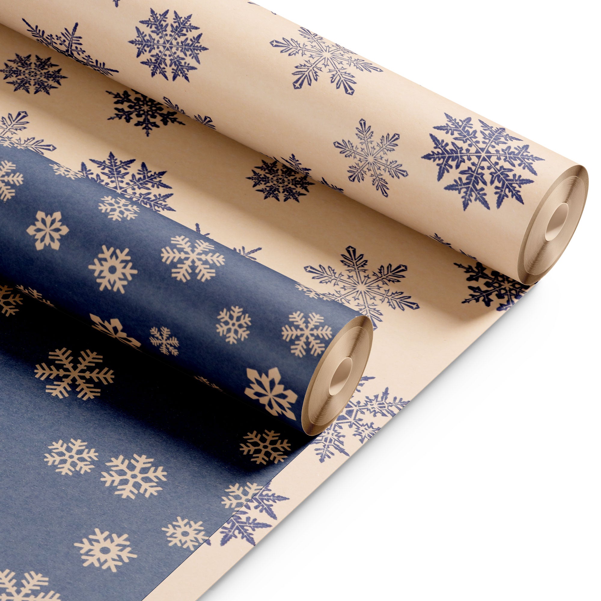 Kraft & Co 2 Pack Christmas Wrapping Paper Roll - Festive Designed Recyclable Kraft Paper, Perfect for Holiday Gifts, Arts & Crafts-Wrapping for a Merry Christmas (44.5cm x 25m)