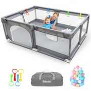 KIDOOLA Baby Playpen with Padded Frame & Mesh Walls, Unisex (150x180x65cm)