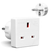 Desiretech - EU Travel Adaptor - 1 Pack - UK 3 Pin to EU 2 Pin Plug - 16A, 250V - Compact & Portable - CE Certified, Safe, Heat-Resistant - Travel Accessory for European Trips - White