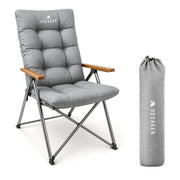 Luxury folding camping chair 150kg capacity – single pack, stable steel frame with 120° recline UK