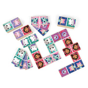 Gabby's Dollhouse Wooden Dominoes – Children's Classic Matching Tile Game with Kitty Character Designs – Family Board Game for Kids Age 3+