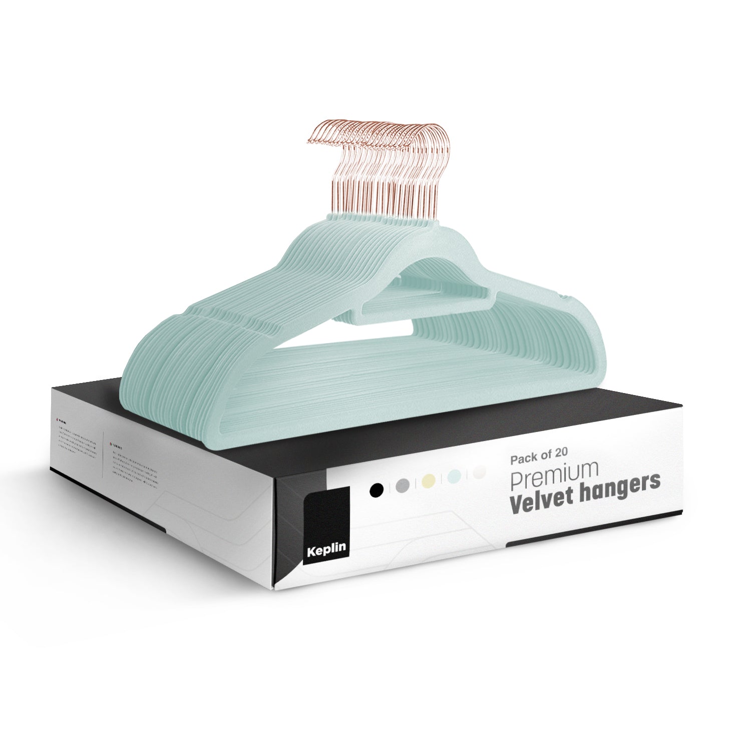 KEPLIN Velvet Hangers 20 Pack - Non-Slip Clothes Hangers with Tie Bar & 360° Hook - Durable & Sturdy, Space-Saving Wardrobe Organisers for Suits, Jackets & Clothes- Home Storage Solution