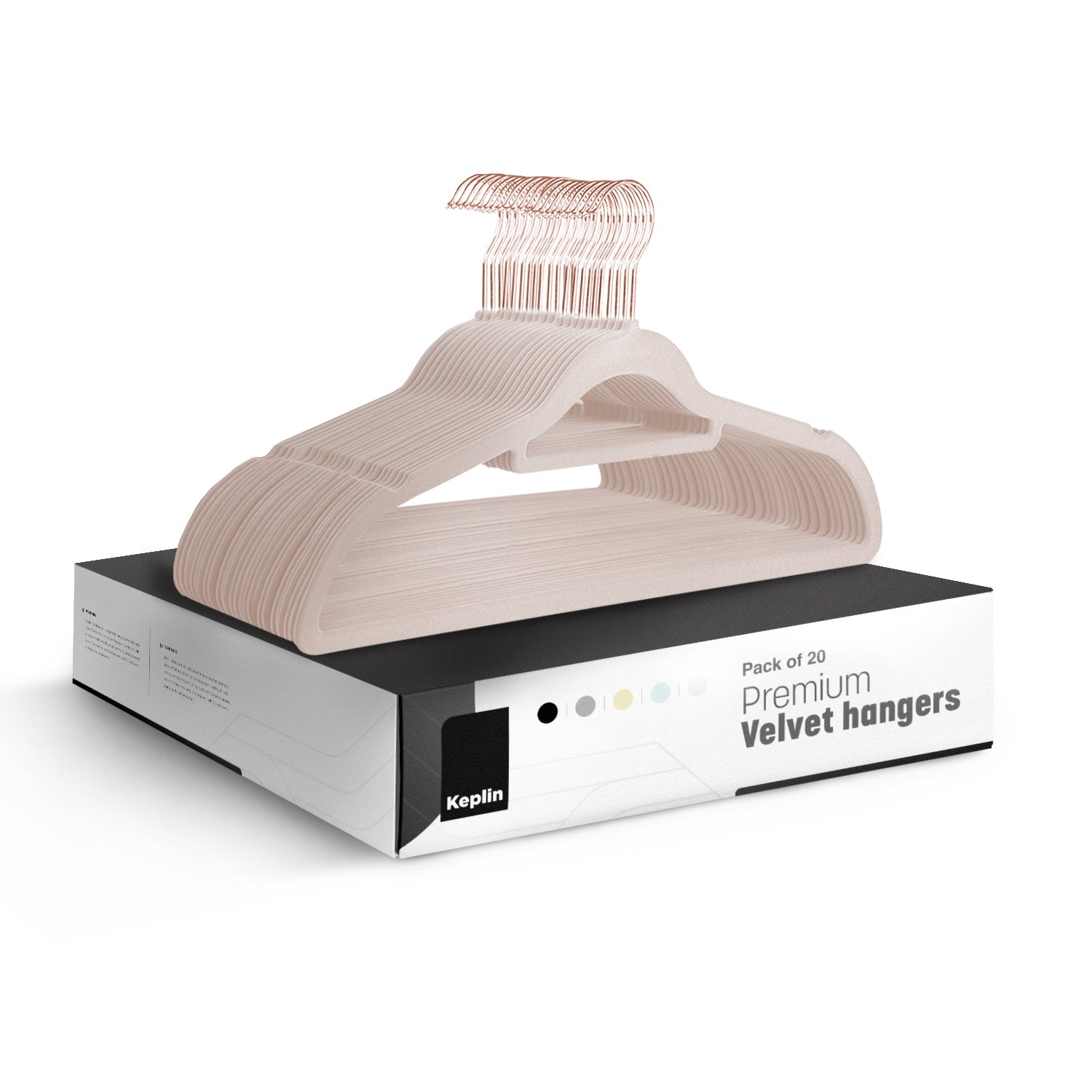 KEPLIN Velvet Hangers 20 Pack - Non-Slip Clothes Hangers with Tie Bar & 360° Hook - Durable & Sturdy, Space-Saving Wardrobe Organisers for Suits, Jackets & Clothes- Home Storage Solution