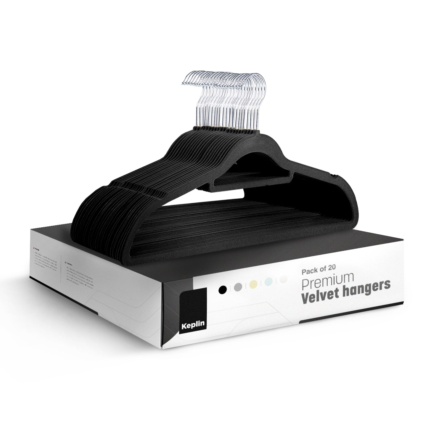 KEPLIN Velvet Hangers 20 Pack - Non-Slip Clothes Hangers with Tie Bar & 360° Hook - Durable & Sturdy, Space-Saving Wardrobe Organisers for Suits, Jackets & Clothes- Home Storage Solution