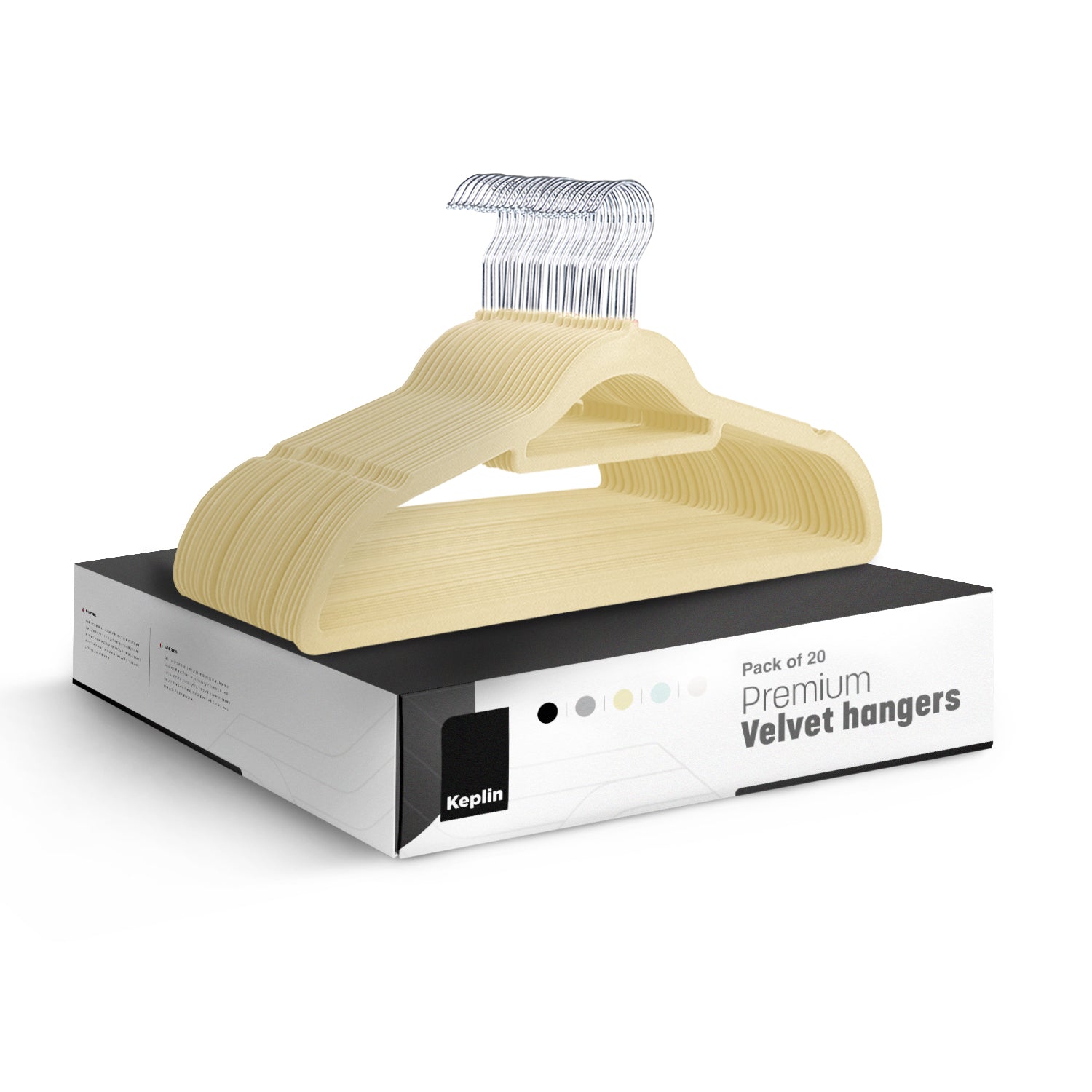 KEPLIN Velvet Hangers 20 Pack - Non-Slip Clothes Hangers with Tie Bar & 360° Hook - Durable & Sturdy, Space-Saving Wardrobe Organisers for Suits, Jackets & Clothes- Home Storage Solution