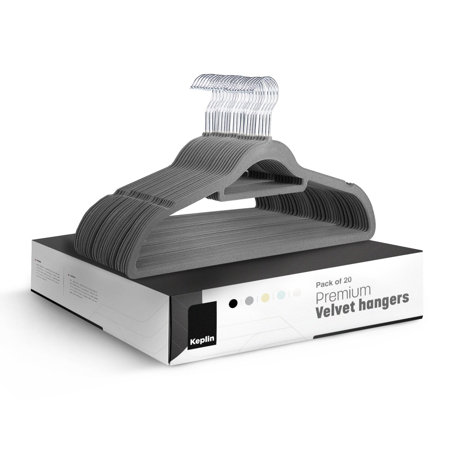 KEPLIN Velvet Hangers 20 Pack - Non-Slip Clothes Hangers with Tie Bar & 360° Hook - Durable & Sturdy, Space-Saving Wardrobe Organisers for Suits, Jackets & Clothes- Home Storage Solution