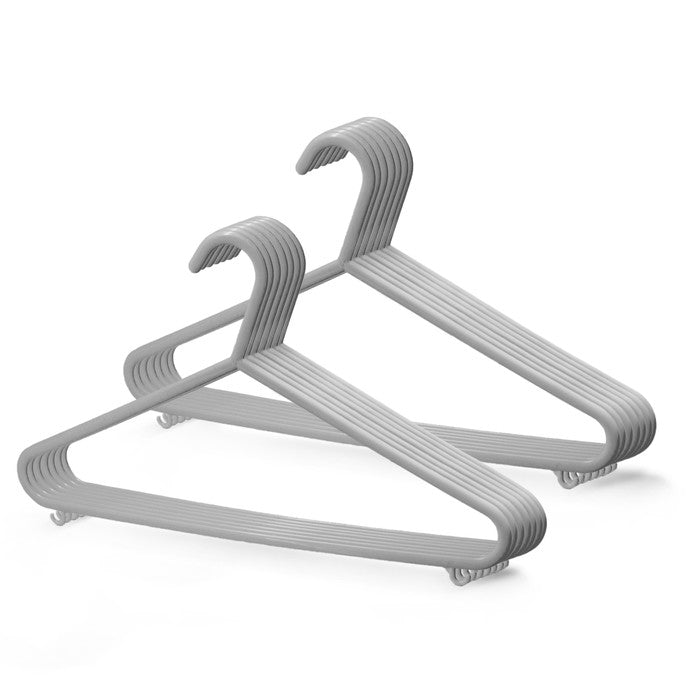 Plastic Clothes Hangers with Trouser Bar and Accessory Hooks - Grey swatch