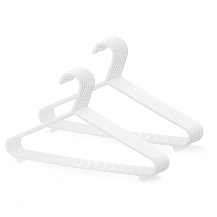 Plastic Clothes Hangers with Trouser Bar and Accessory Hooks - White swatch