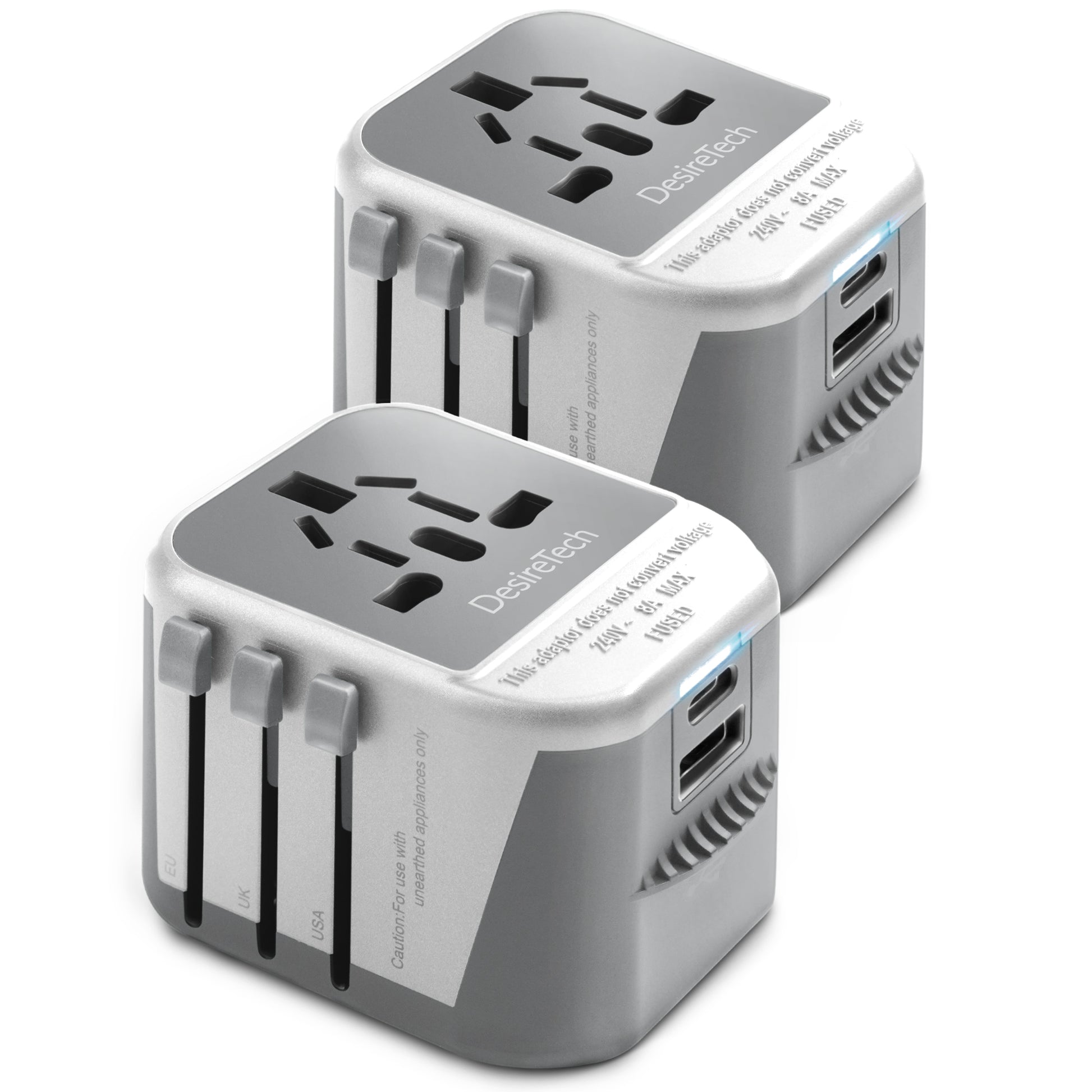 Desiretech Travel Adaptor 4-in-1 Universal Plug Adapter with USB-A, USB-C, Phone Docking - Compact UK to World Adaptor, Double Fuse Protection - Perfect for Europe, USA, Asia & Beyond – image 3