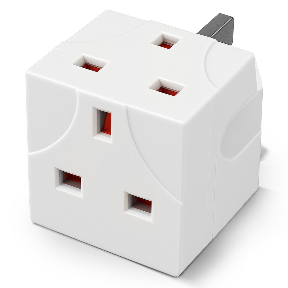 Desiretech 2 Way Adaptor – UK Double Plug Adapter with 13A Fuse – Compact Multi Plug Socket for Home & Office – Dual Extension Plug for Appliances, TV, PC, Kitchen & Lighting – White
