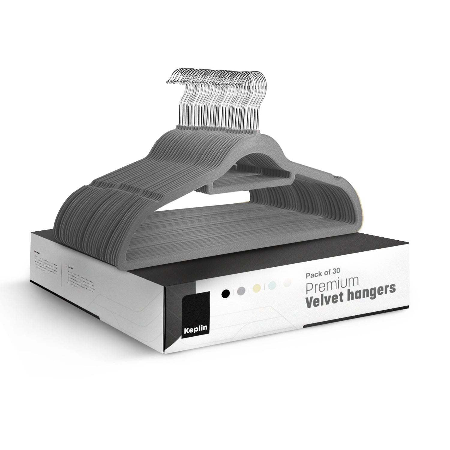 KEPLIN Velvet Hangers 30 Pack (41.5cm) - Non-Slip Clothes Coat hangers with Tie Bar and 360 Degree Hook for Home Storage Durable, Sturdy & Space Saving Wardrobe (30 Pack)