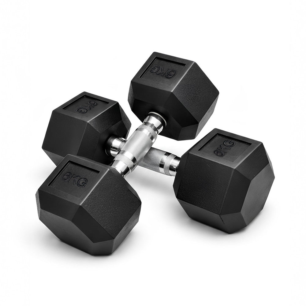 KAYMAN Rubber Hex Dumbbells Pair 6kg