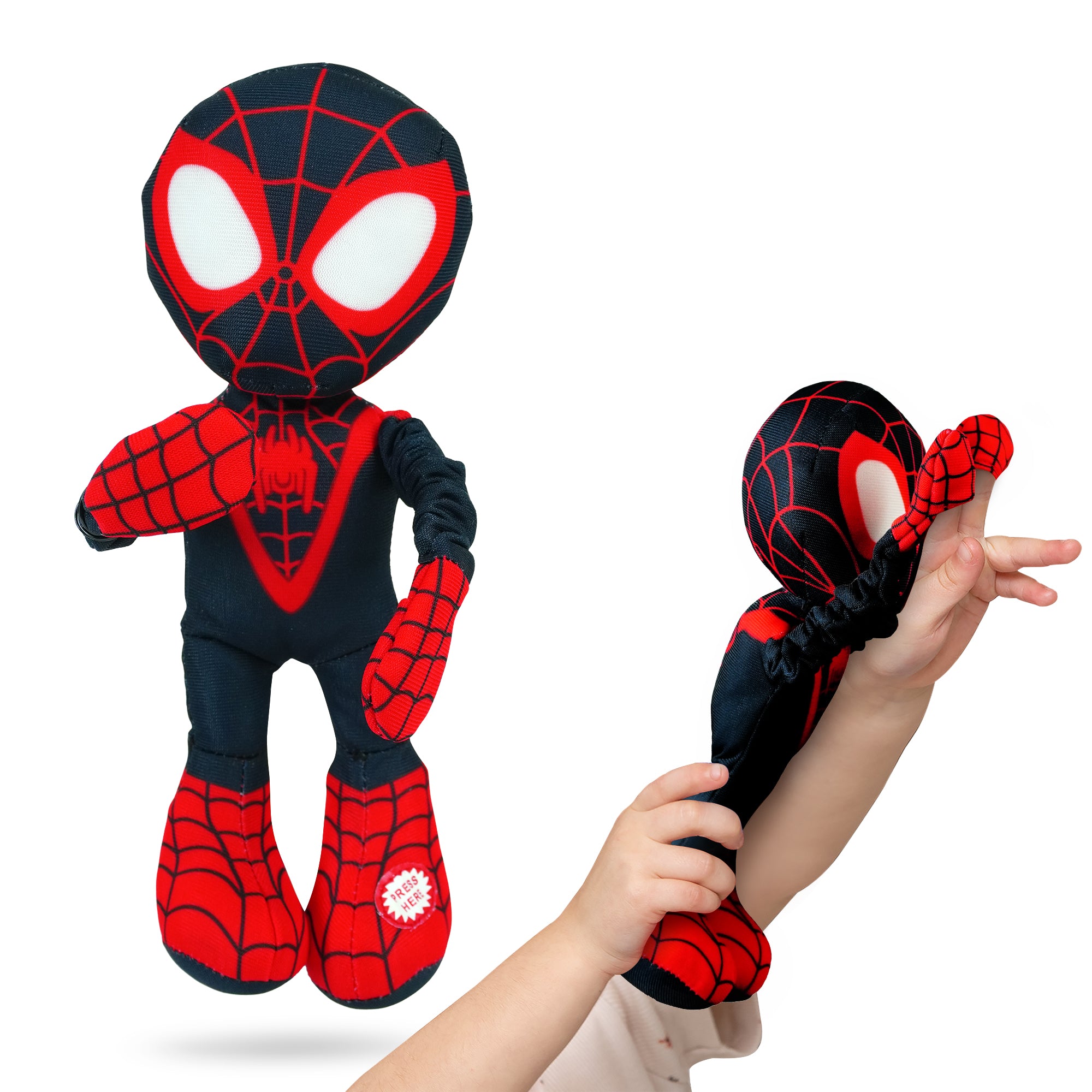 Marvel Spidey and His Amazing Friends – Slingshot Plush Spider-Man, Slingshot Ghost & Slingshot Spin Toy with Sound– Stretchable Arms for Launch Action – Soft & Durable Superhero Plush for Kids Toys for Boys & Girls