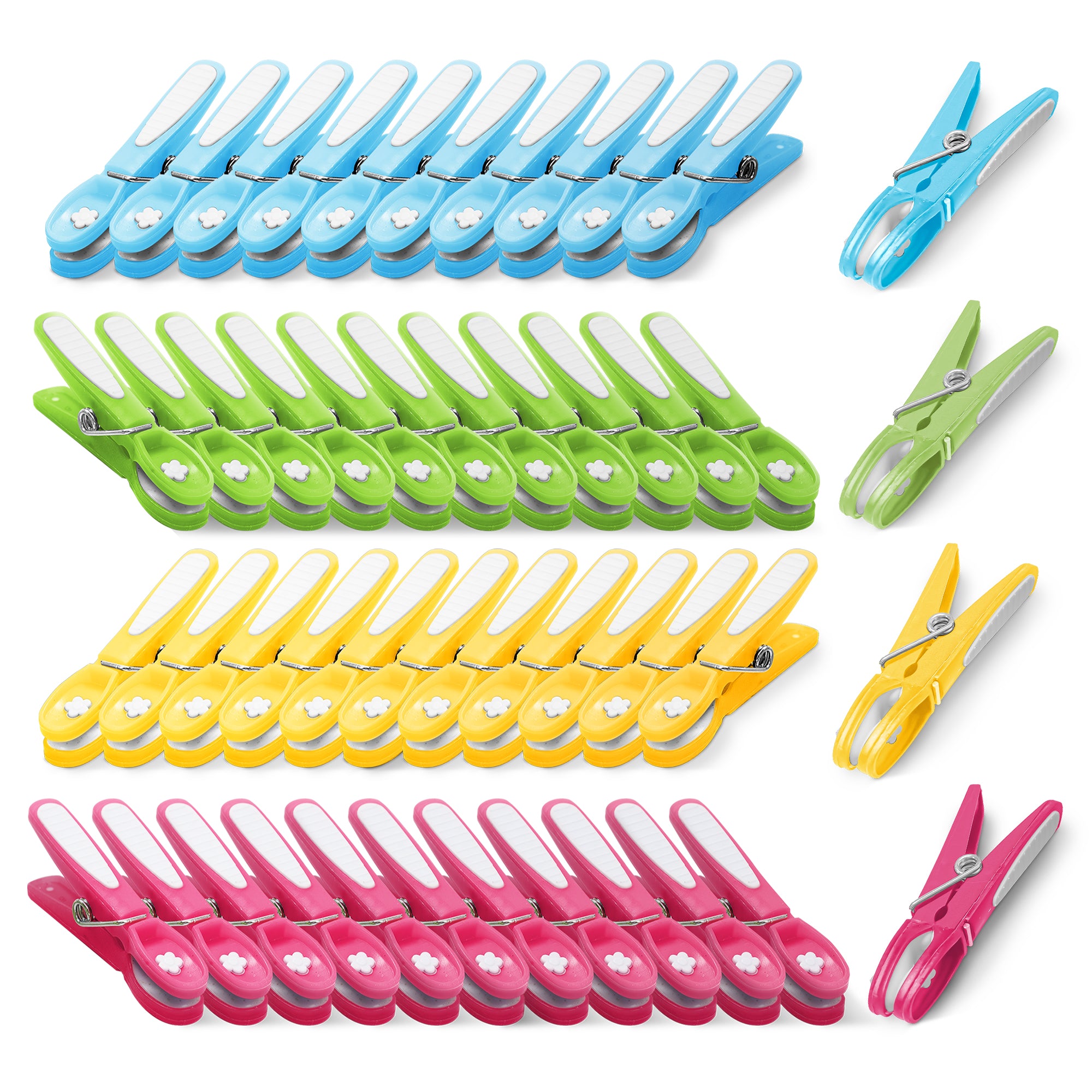 KEPLIN Clothes Pegs for Washing Line - 48 Pack (Multicolour), Washing Line Pegs with Metal Spring for Strong Grip, Designed to Avoid Marks, UV Resistant for Indoor & Outdoor