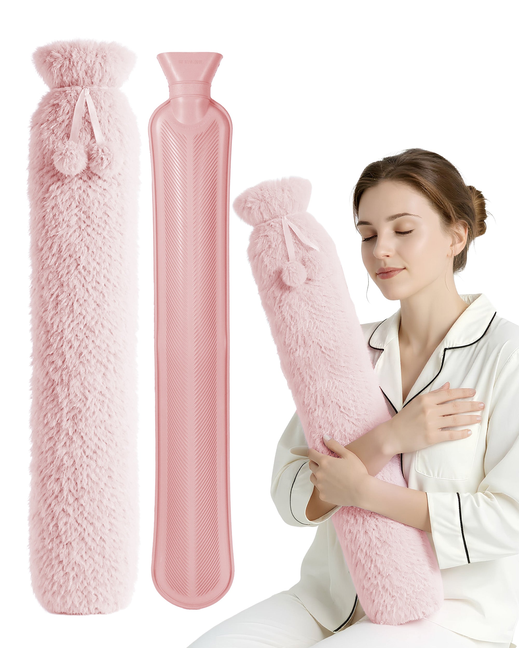 Luxury Hot Water Bottle - Extra Soft Cover, Thermal Rubber Bottle Covered with Premium Faux Fur