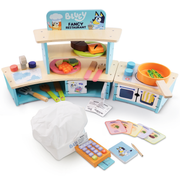Bluey tabletop restaurant playset wooden kitchen – FSC certified pretend cooking toy for kids ages 3+ UK