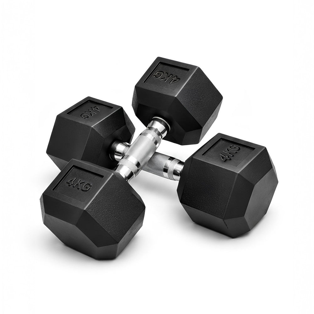 KAYMAN Rubber Hex Dumbbells Pair 4kg