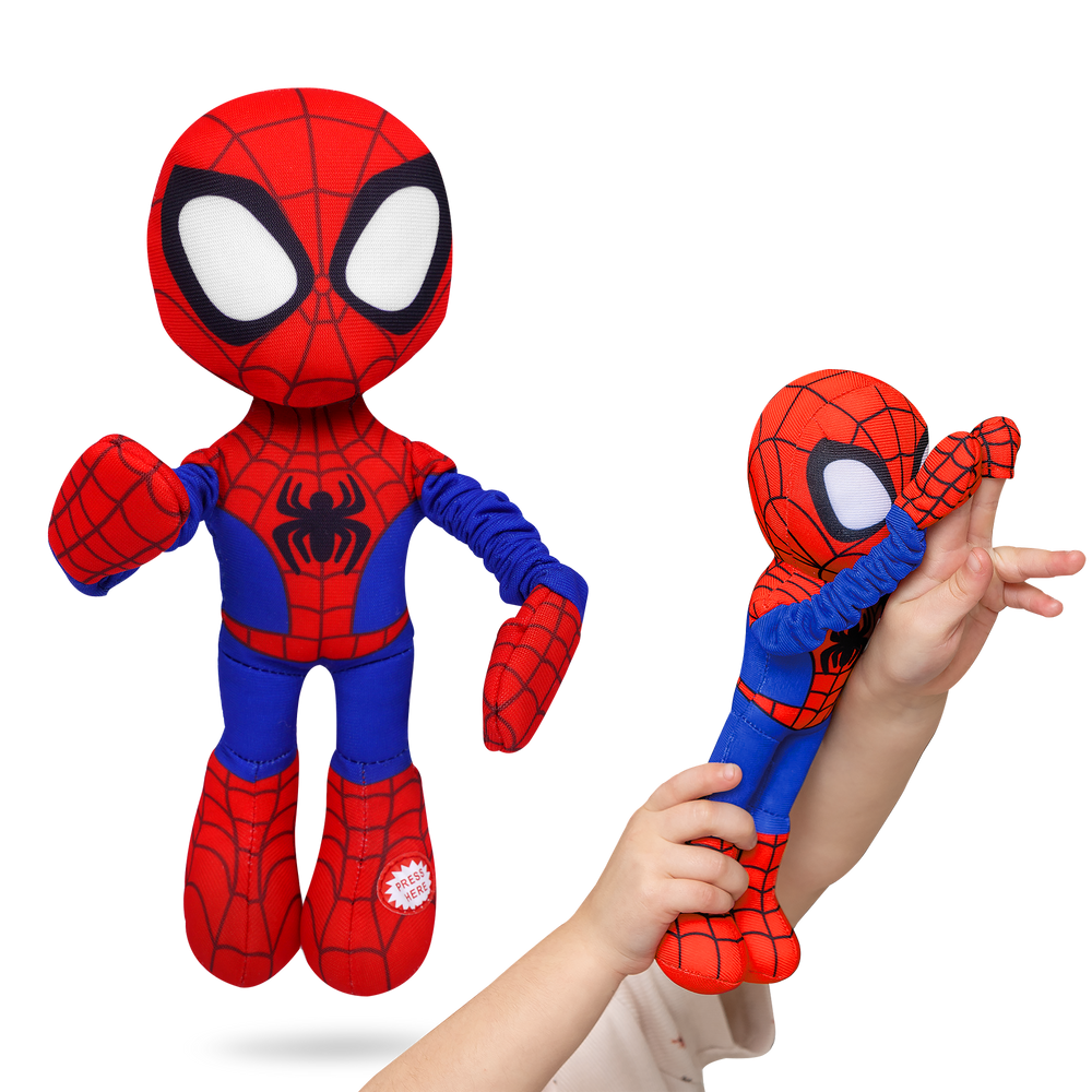 Marvel Spidey Slingshot Plush Toy Set – Spider-Man Ghost and Spin Soft Superhero Toys for Kids
