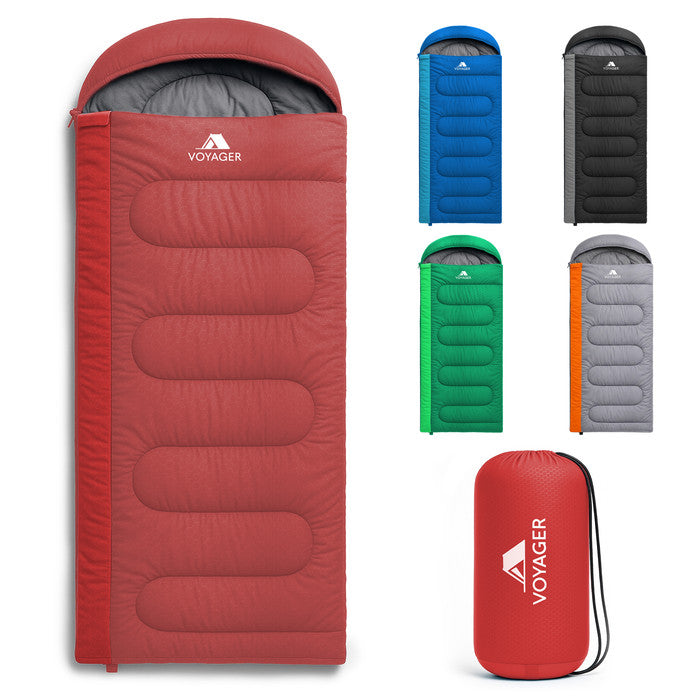 Red adults camping sleeping bag – 3-4 season backpacking sleeping bag 190×80cm UK