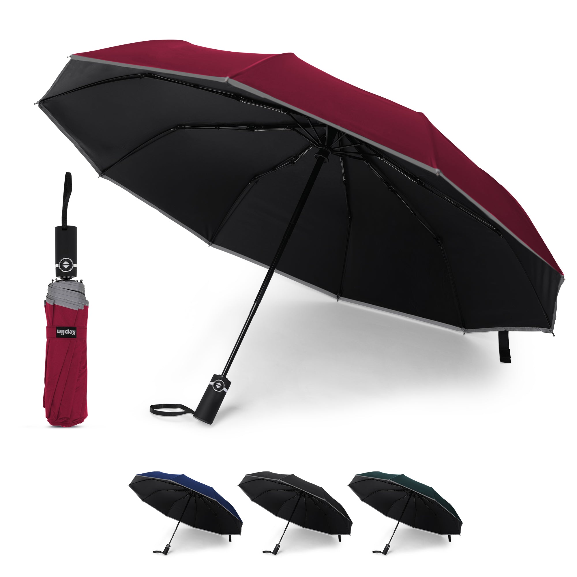 Folding Travel Umbrella with Ergonomic Handle - Portable, Slim, Strong and Lightweight Umbrella