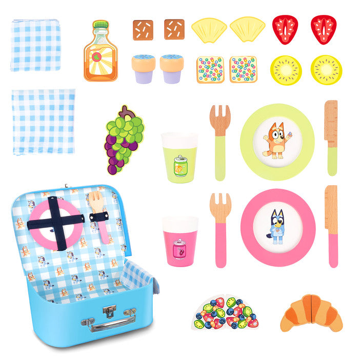 Bluey Wooden Picnic Basket Set 30-Piece