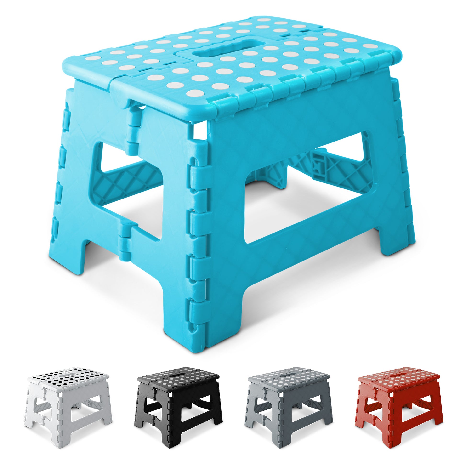 9-inch white heavy duty folding step stool – anti-slip rubber feet