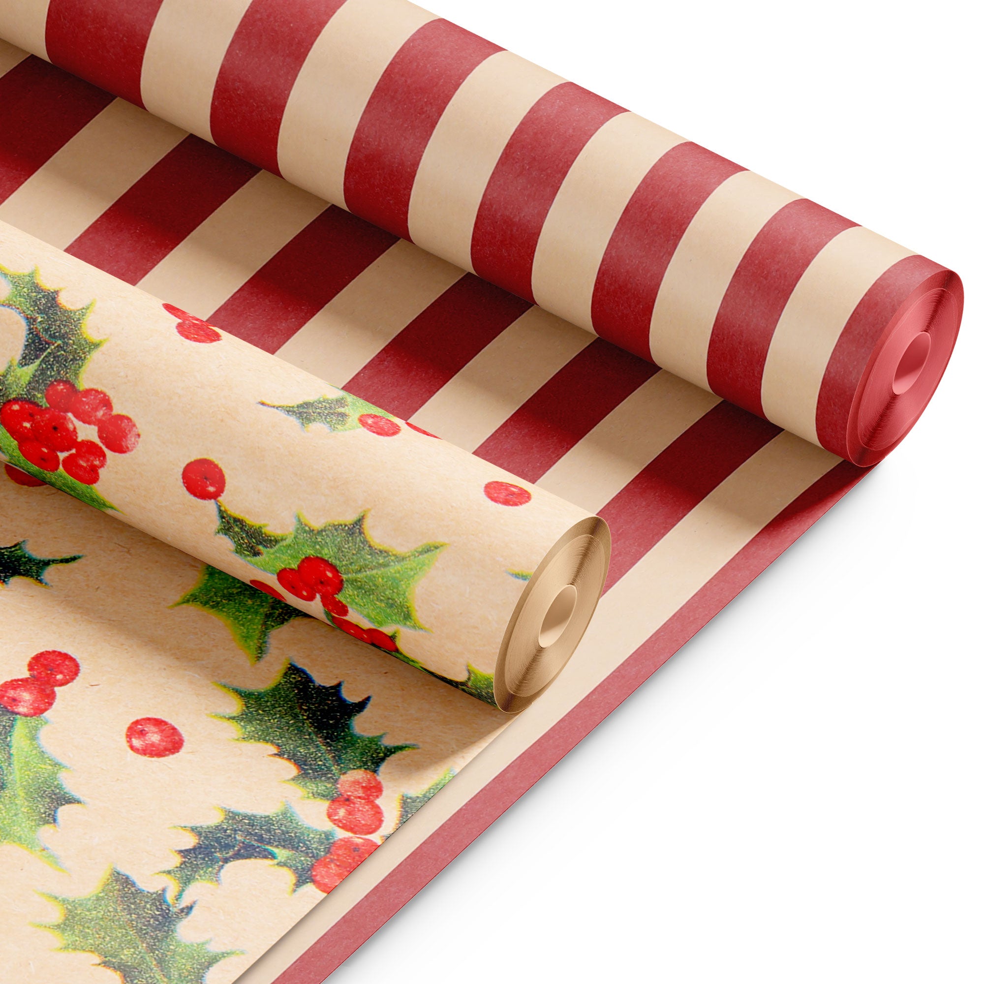 Kraft & Co 2 Pack Christmas Wrapping Paper Roll - Festive Designed Recyclable Kraft Paper, Perfect for Holiday Gifts, Arts & Crafts-Wrapping for a Merry Christmas (44.5cm x 25m)