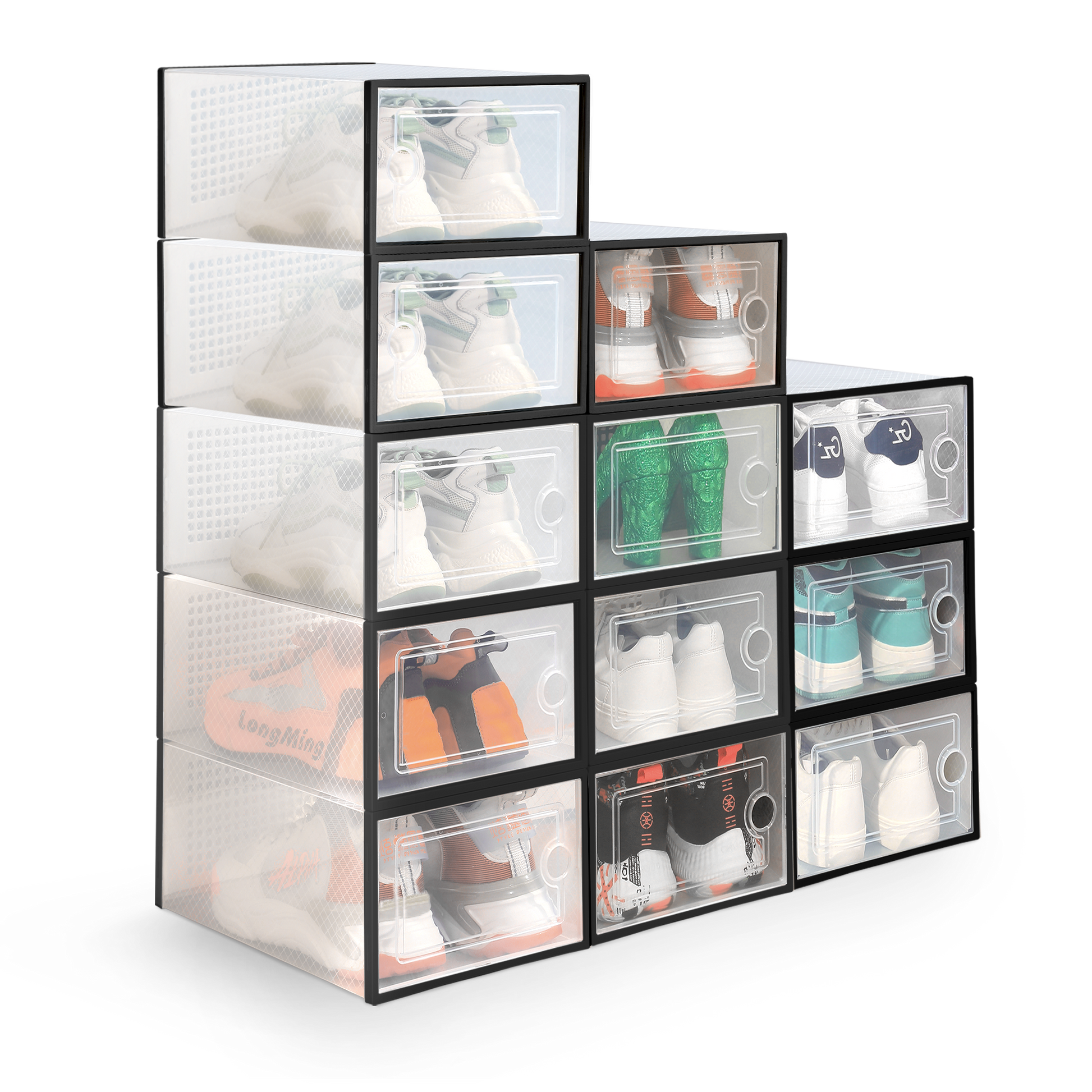 Stackable Shoe Storage Boxes (12-Pack) for Closet, Wardrobe & Home