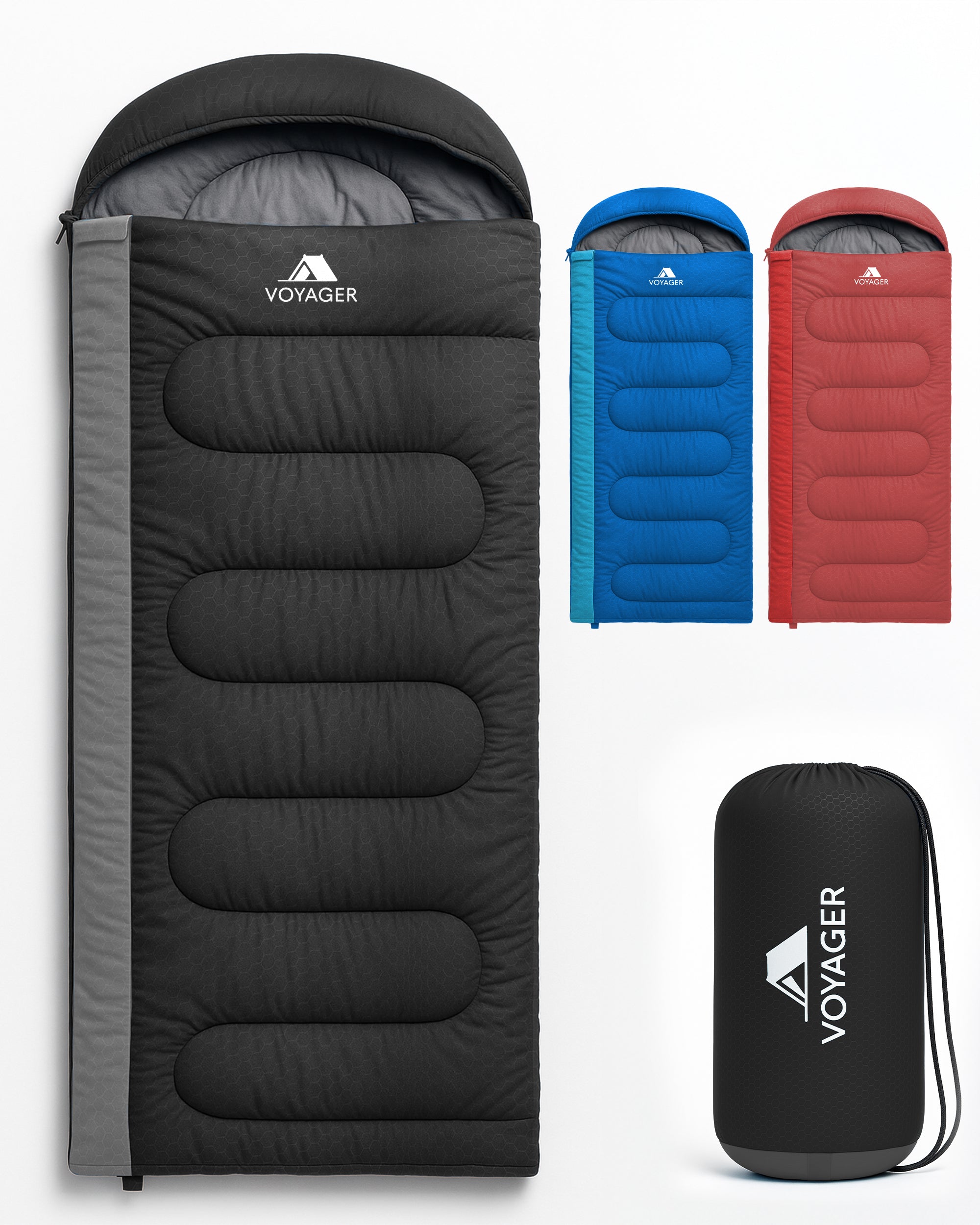 Voyager Sleeping Bag for Adults - Lightweight & Compact, Versatile 3-4 Season Temperature, Spacious Design, Quality Material, Ideal for Camping & Backpacking - 190x30x80cm