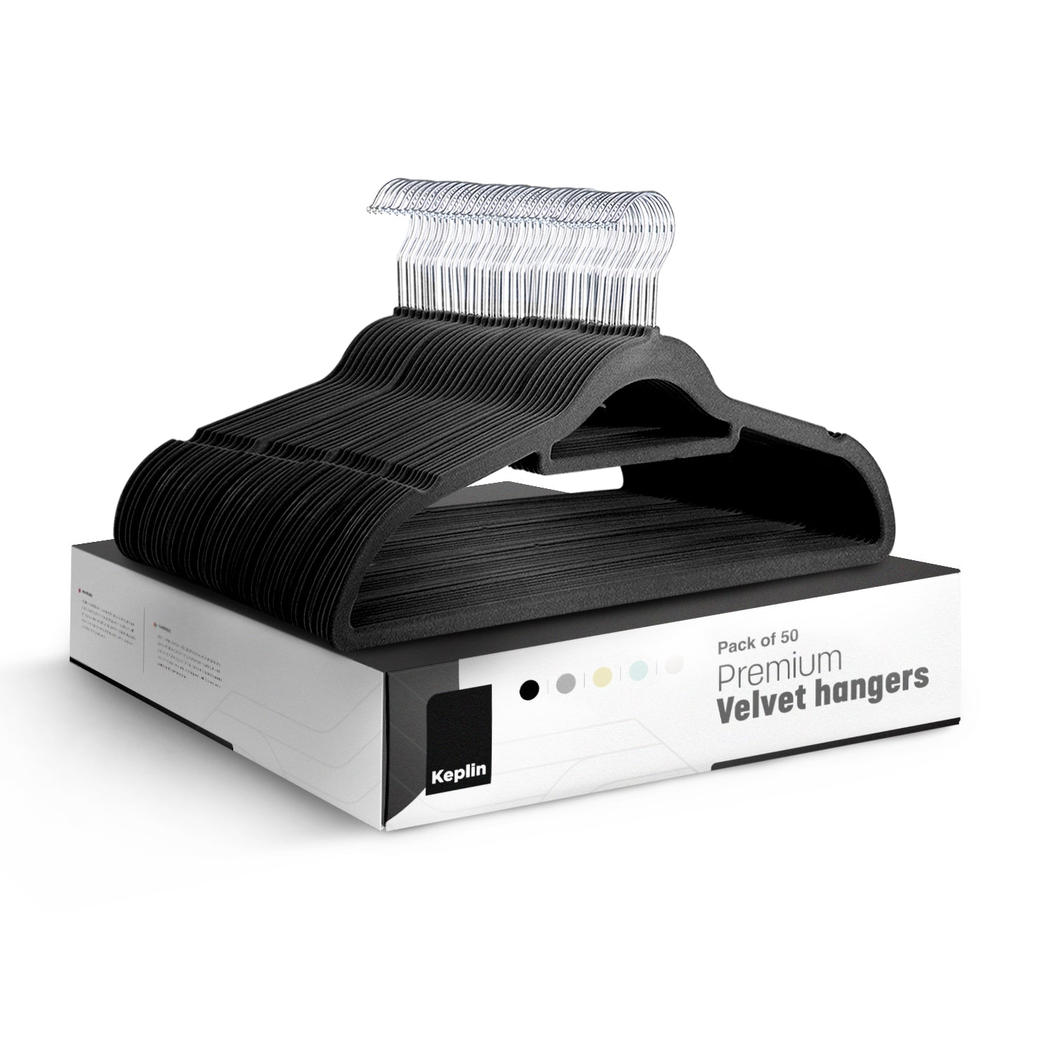 KEPLIN Velvet Hangers 50 Pack - Non-Slip Clothes Hangers with Tie Bar & 360° Hook - Durable & Sturdy, Space-Saving Wardrobe Organisers for Suits, Jackets & Clothes- Home Storage Solution