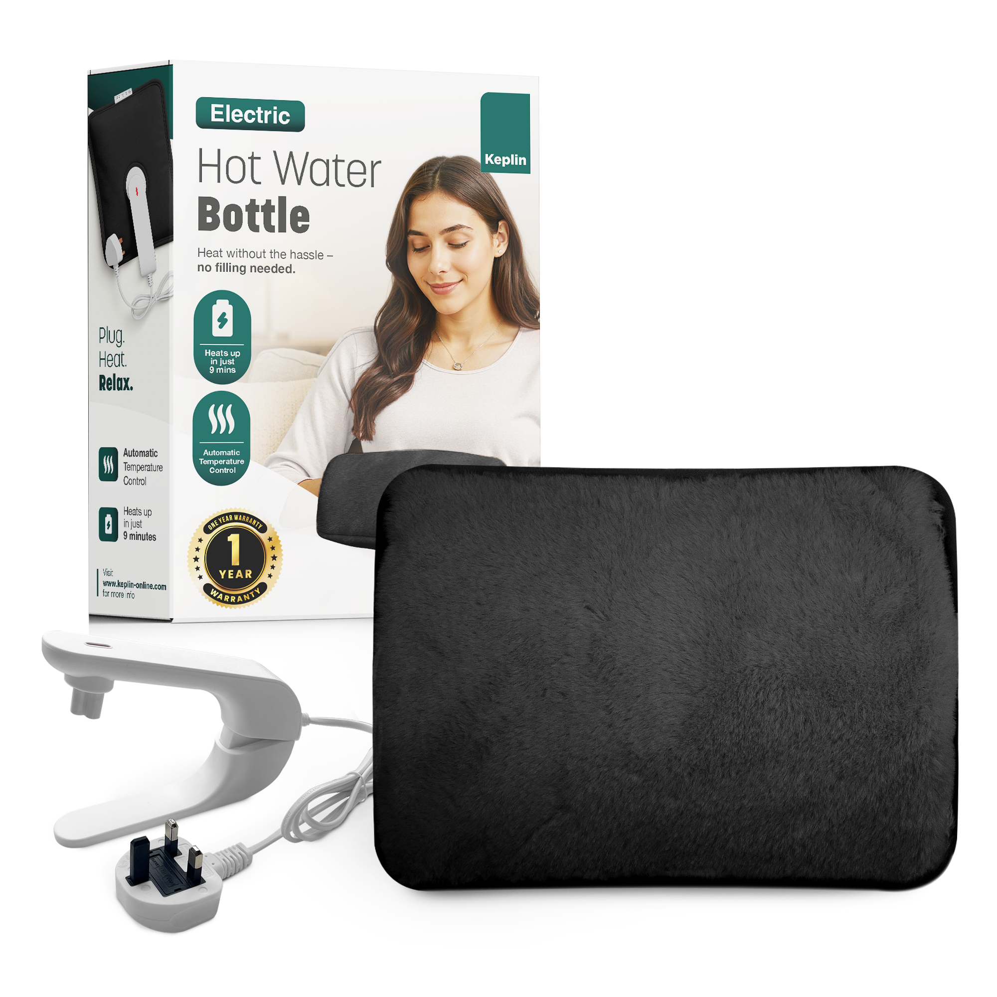Rechargeable Electric Hot Water Bottle - Hand & Body Warmer, Fast Heating & Auto-Shut Off Function