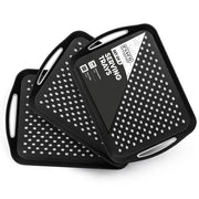 Black 3 Pack Serving Tray Set Nested Sizes