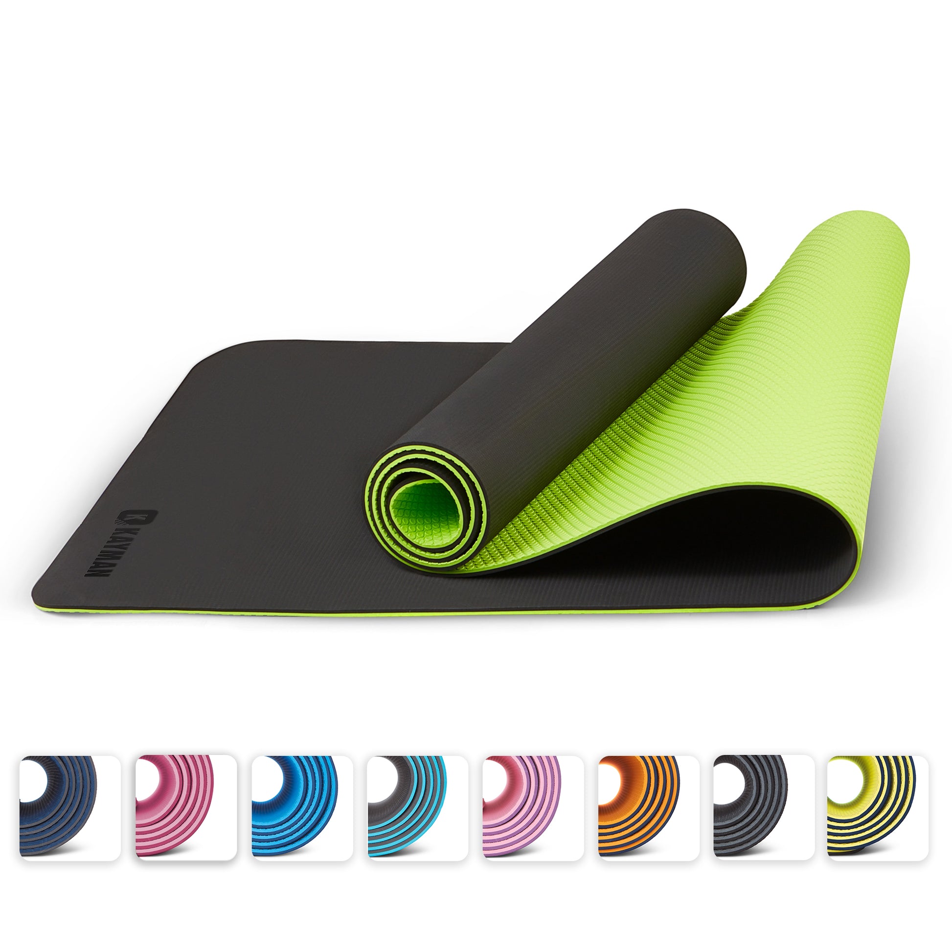 KAYMAN Yoga & Exercise Mat with Carry Strap, Large Non-Slip Comfortable Training & Workout Floor Mat for Home or Outdoor, Gym, Pilates, Gymnastics, HiiT, Stretching & Meditation