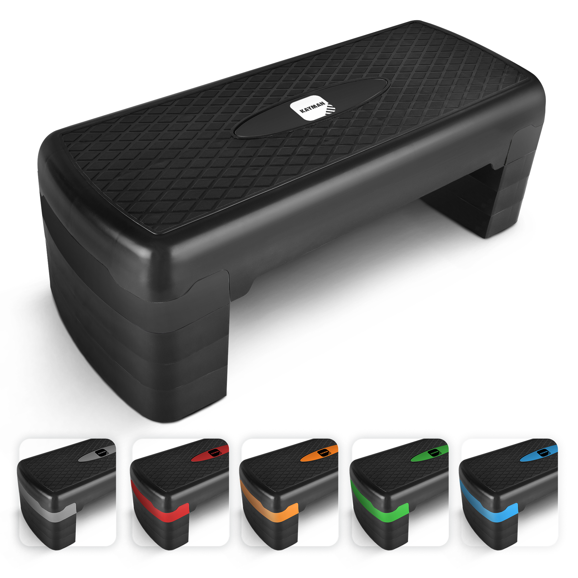 KAYMAN Exercise Stepper – Adjustable Fitness Step Platform for Home & Gym Workouts | Ideal for Aerobics, Cardio, Weights, Yoga |4 Level Heights