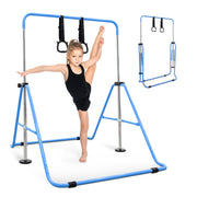 KAYMAN Gymnastics Horizontal Bar – Adjustable Height & Feet, Hand Protection Wrap, Durable Iron for Flexibility Training – Compact & Stylish Home Gym Equipment