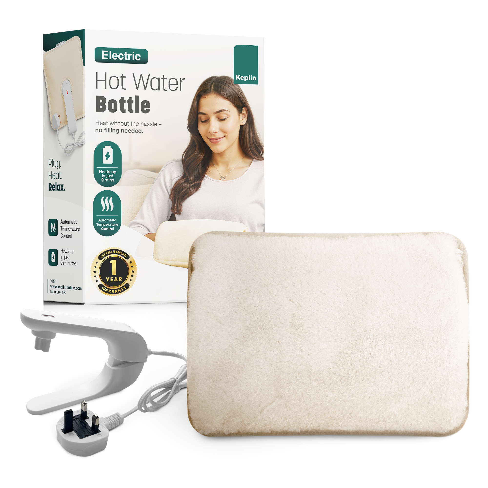 Rechargeable Electric Hot Water Bottle - Hand & Body Warmer, Fast Heating & Auto-Shut Off Function