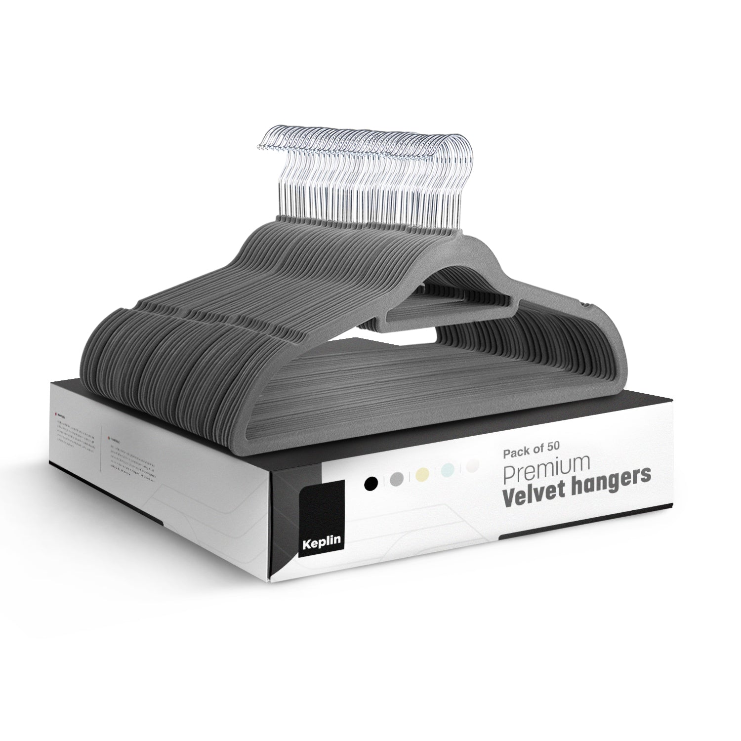 KEPLIN Velvet Hangers 50 Pack - Non-Slip Clothes Hangers with Tie Bar & 360° Hook - Durable & Sturdy, Space-Saving Wardrobe Organisers for Suits, Jackets & Clothes- Home Storage Solution