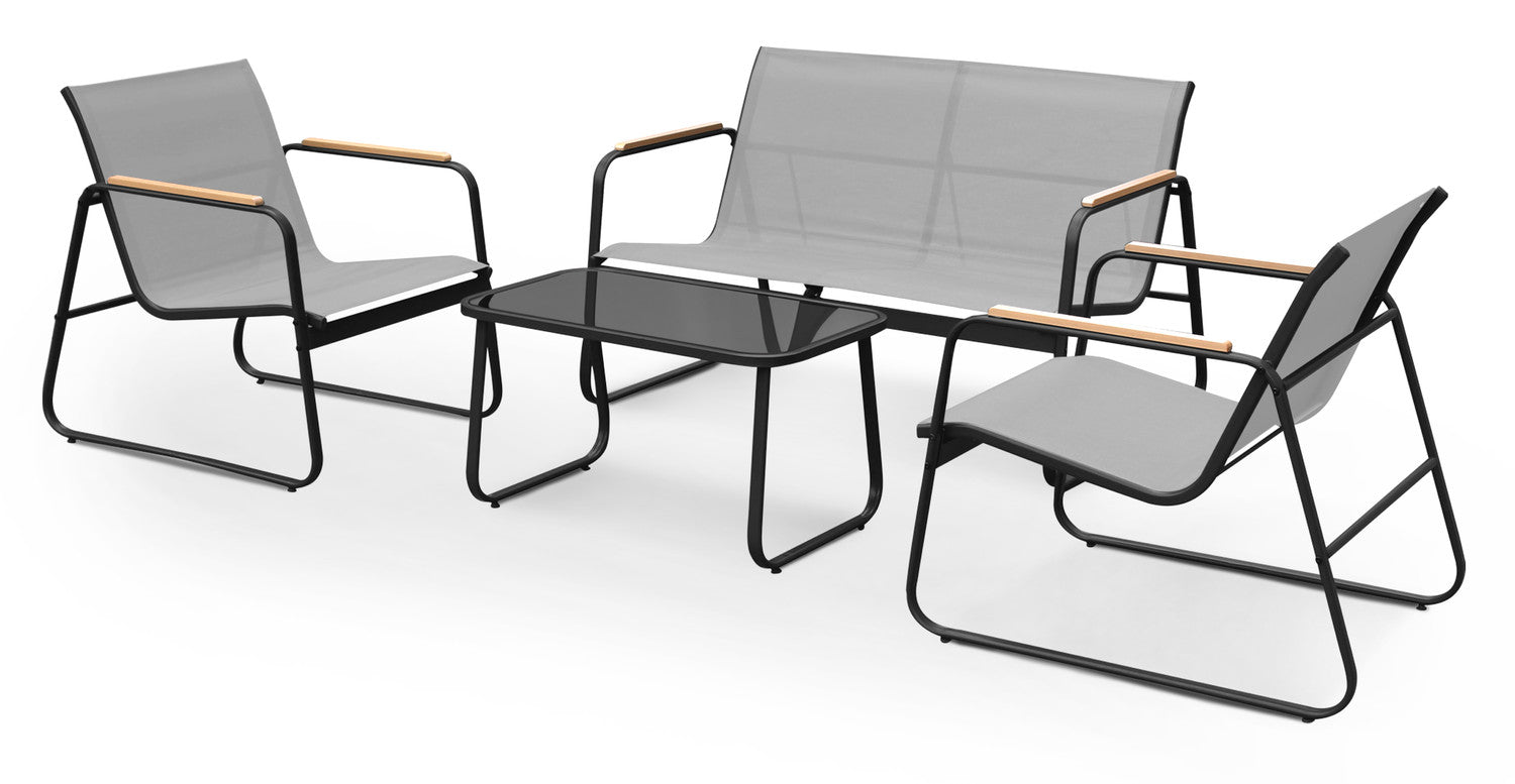 KEPLIN 4PC Conversation Set - Mesh Garden Furniture Set – Modern Outdoor Patio Seating – Easy Assembly – Comfortable & Durable – Stylish Design – Ideal for Gardens, Balconies, Poolside